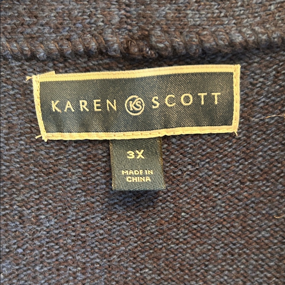 Karen Scott Deep Blue Open Front Cardigan - Picture 2 of 4